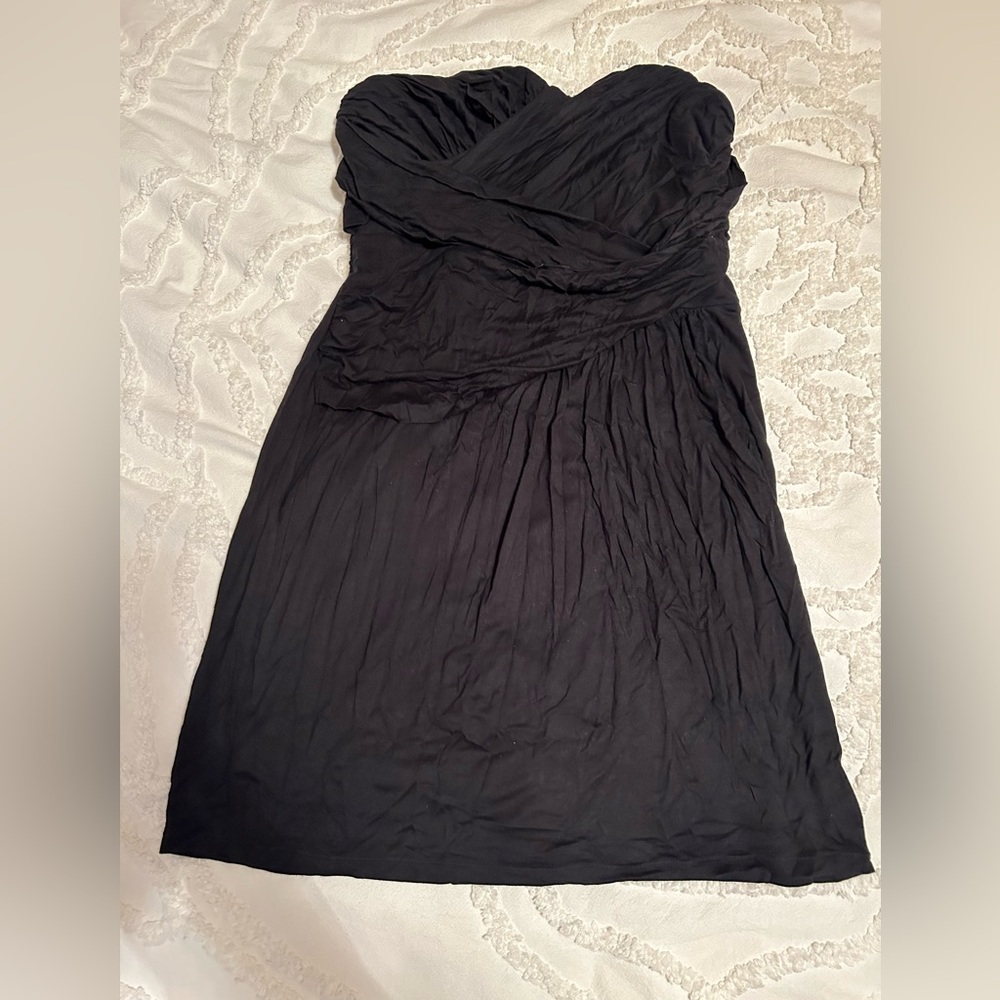 Express Black Ruched Strapless Dress size Large